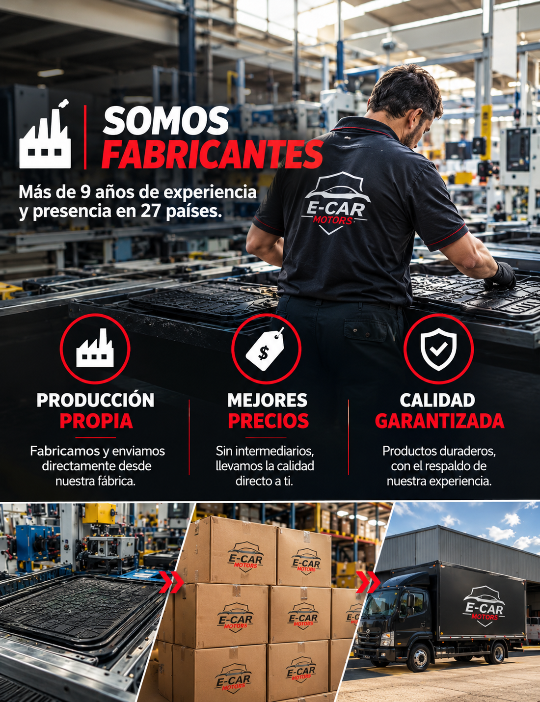 Somos fabricantes — más de 9 años de experiencia y presencia en 27 países